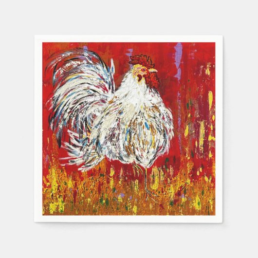 Rooster Chicken Cocktail Napkins Serviette (Vorderseite)