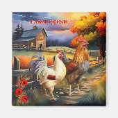 Rooster Chicken Farm Landküche Magnet (Vorne)