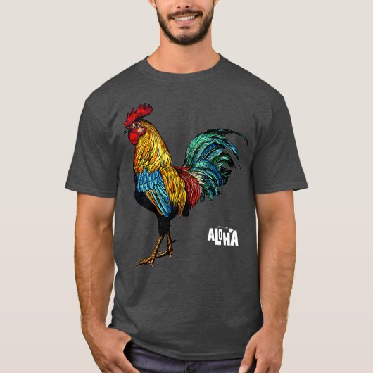 Rooster Chicken Hawaii Aloha Hawaiian T-Shirt (Vorderseite)
