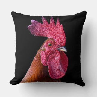 Rooster chicken pillow (black background) kissen