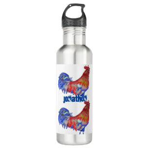 Rooster Chicken Red Blue Wasserfarbenkunst Boys Edelstahlflasche