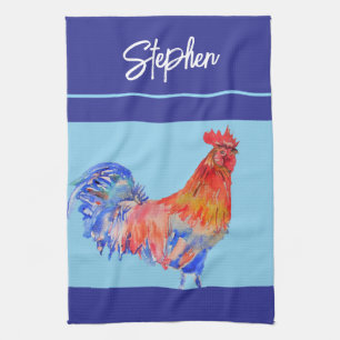 Rooster Chicken Watercolor Mens Geschirrtuch