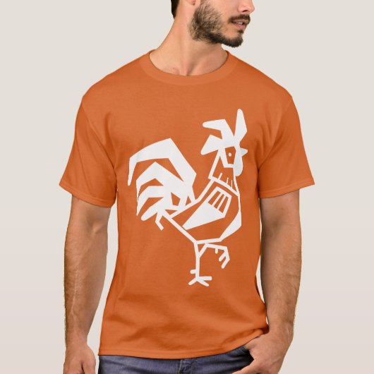 Rooster Chickens Bird Retro T-Shirt (Vorderseite)
