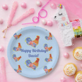 Rooster Chickens Boys Happy Birthday Name Pappteller (Party)