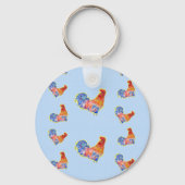 Rooster Chickens Boys Happy Birthday Name Schlüsselanhänger (Rückseite)