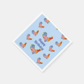 Rooster Chickens Boys Happy Birthday Serviette (Ecke)