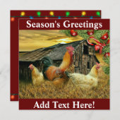 Rooster Chickens Chicken Coop Weihnachten Dankeskarte (Vorne/Hinten)