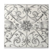 Rooster Chickens Creme Vintag Fliese (Vorderseite)