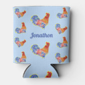 Rooster Chickens Mens - benutzerdefinierbarer Name Dosenkühler (Vorderseite)