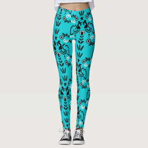 Rooster Cockerel Skandinavien Folklorekunst Leggings