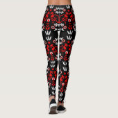Rooster Cockerel Skandinavien Folklorekunst Leggings (Rückseite)