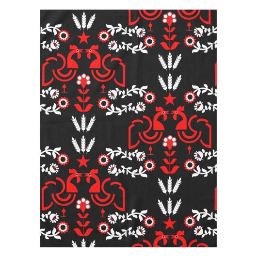 Rooster Cockerel Skandinavier Folklorekunst Tischdecke (Vorderseite)