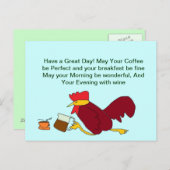 Rooster Coffee Great Day Postkarte (Vorne/Hinten)