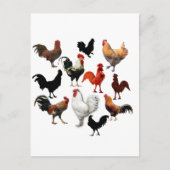 Rooster Collage Vintage Rustikale Hühner Postkarte (Vorderseite)