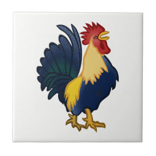 Rooster Colorful Chicken Farm Cartoon Fliese