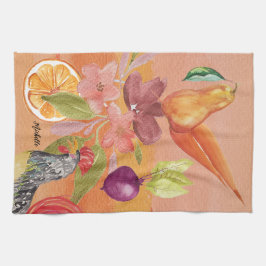 Rooster Country Scene Wasserfarbe Handgemalt Geschirrtuch