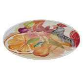 Rooster Country Scene Wasserfarbe Handgemalt Schneidebrett (Ecke)