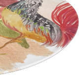 Rooster Country Scene Wasserfarbe Handgemalt Schneidebrett (Ecke)