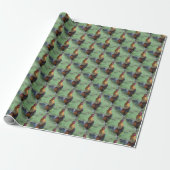 Rooster Crowing Animal Nattern Muster Geschenkpapier (Ungerollt)