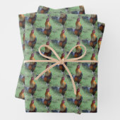 Rooster Crowing Animal Nattern Muster Geschenkpapier Set (Beispiel)