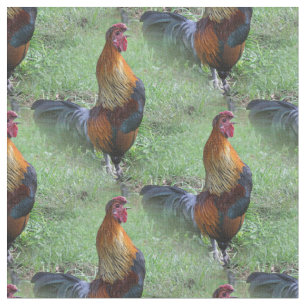 Rooster Crowing Animal Nattern Muster Stoff