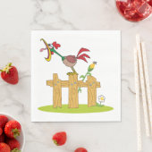 Rooster Crowing auf dem Zaun Napkins Serviette (Beispiel)