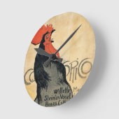 Rooster Crowing, 'Cocurico' Timepiece Runde Wanduhr (Winkel)