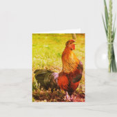 Rooster Crowing Farm Animal Art Note Card Karte (Vorderseite)