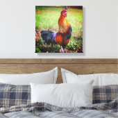 Rooster Crowing Farm Animal Leinwanddruck (Insitu (Schlafzimmer))