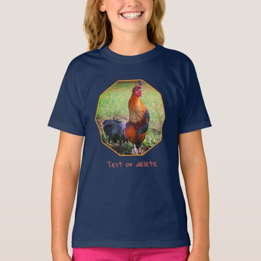 Rooster Crowing Farm Animal Personalized T-Shirt (Vorderseite)