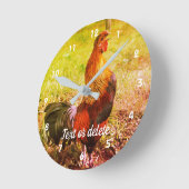 Rooster Crowing Farm Tier Abstrakt Personalisiert Runde Wanduhr (Winkel)