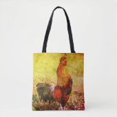 Rooster Crowing Farm Tier Abstrakt Tasche (Vorderseite)