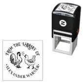 Rooster Crowing & Hen #4 Bibliotheksname Permastempel (Beispiel)