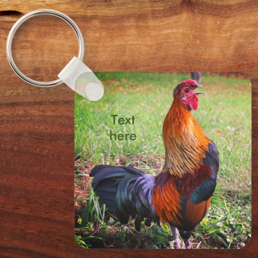 Rooster Crowing Nature Personalisiert Schlüsselanhänger (Vorderseite)