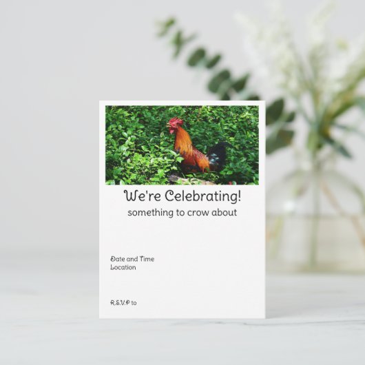 Rooster Crowing Postkarte (Stehend Vorderseite)