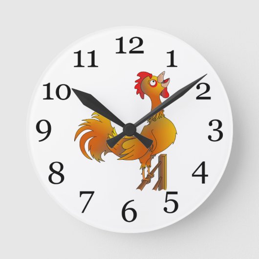 Rooster crowing runde wanduhr (Vorderseite)
