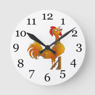 Rooster crowing runde wanduhr
