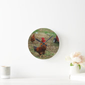 Rooster Crowing Runde Wanduhr (Zuhause)