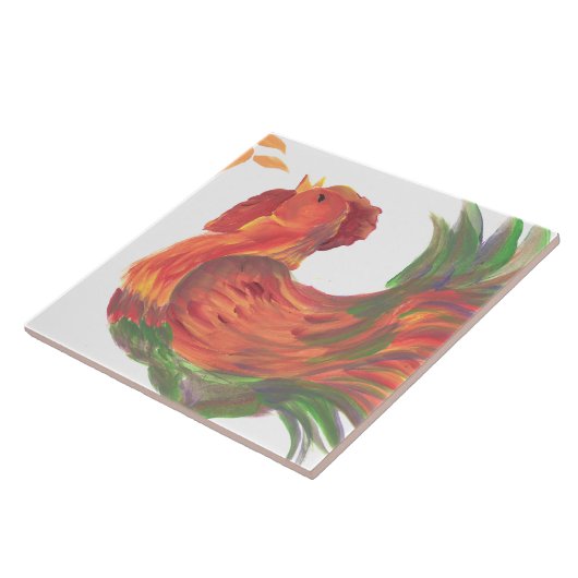 Rooster Crowing Tile Trivet Fliese (Seite)