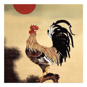 Rooster Crowing von Ito Jakuchu Fotodruck