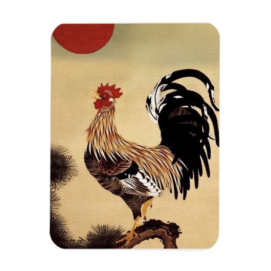 Rooster Crowing von Ito Jakuchu Magnet (Vertikal)