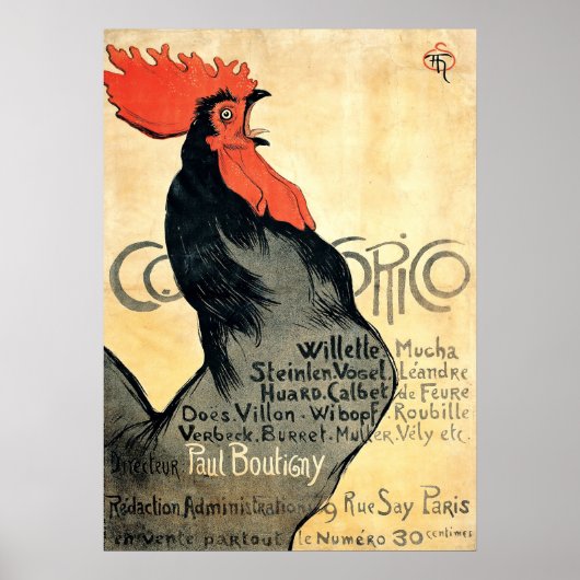 Rooster Crowing von Théophile Alexandre Steinlen Poster (Vorne)