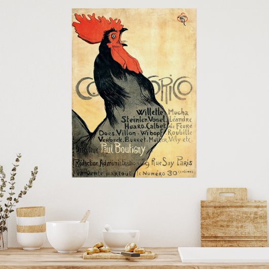 Rooster Crowing von Théophile Alexandre Steinlen Poster (Küche)