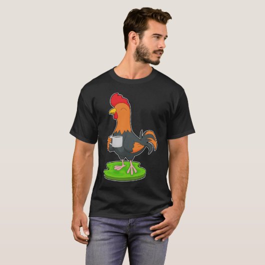 Rooster-Cup-Kaffee T-Shirt (Vorne ganz)