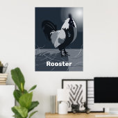 Rooster Dark Blue Kitchen Wall Art - Poster (Heimbüro)