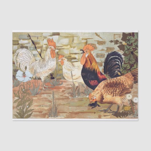 Rooster-Dekoute für Vintage Hühner Seidenpapier (Vorderseite)
