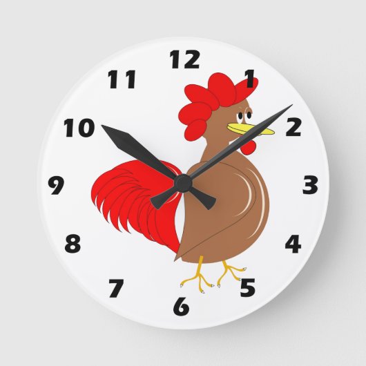 Rooster Design Runde Wanduhr (Vorderseite)