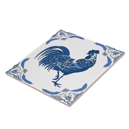 Rooster, Dutch Delft Look Keramik Tile Fliese (Seite)