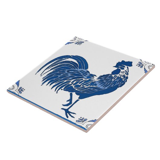 Rooster, Dutch Delft Look Keramik Tile Fliese (Seite)