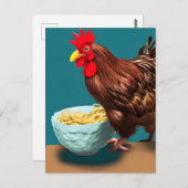 Rooster Eating Spaghetti Postkarte (Vorne/Hinten)